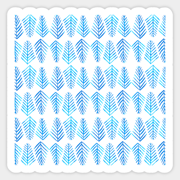 Watercolor pine trees pattern  - blue Sticker by wackapacka